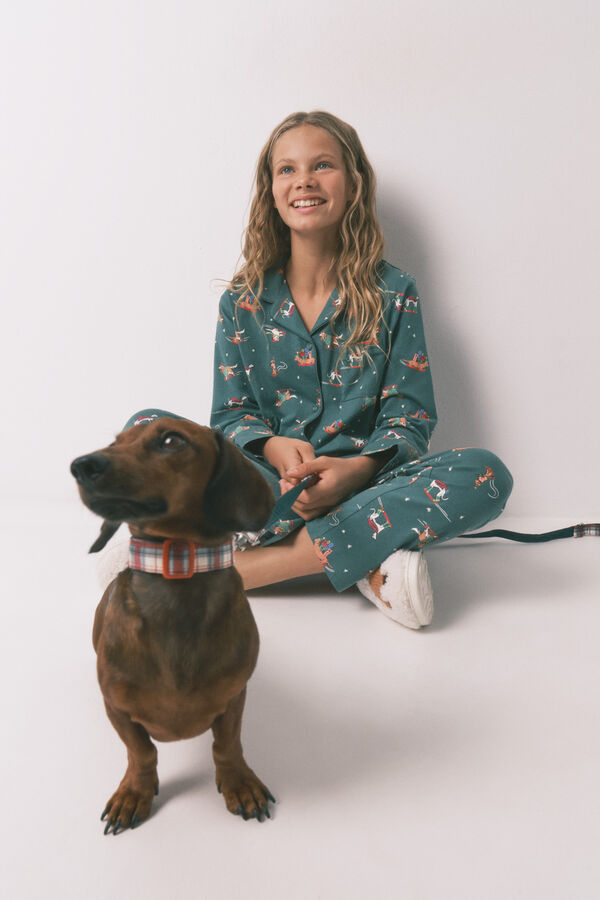Women'secret Pijama infantil con perritos 100% algodón verde