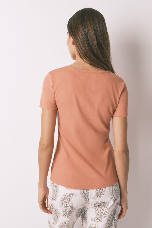 Women'secret Playera de panadero de algodón marrón naranja