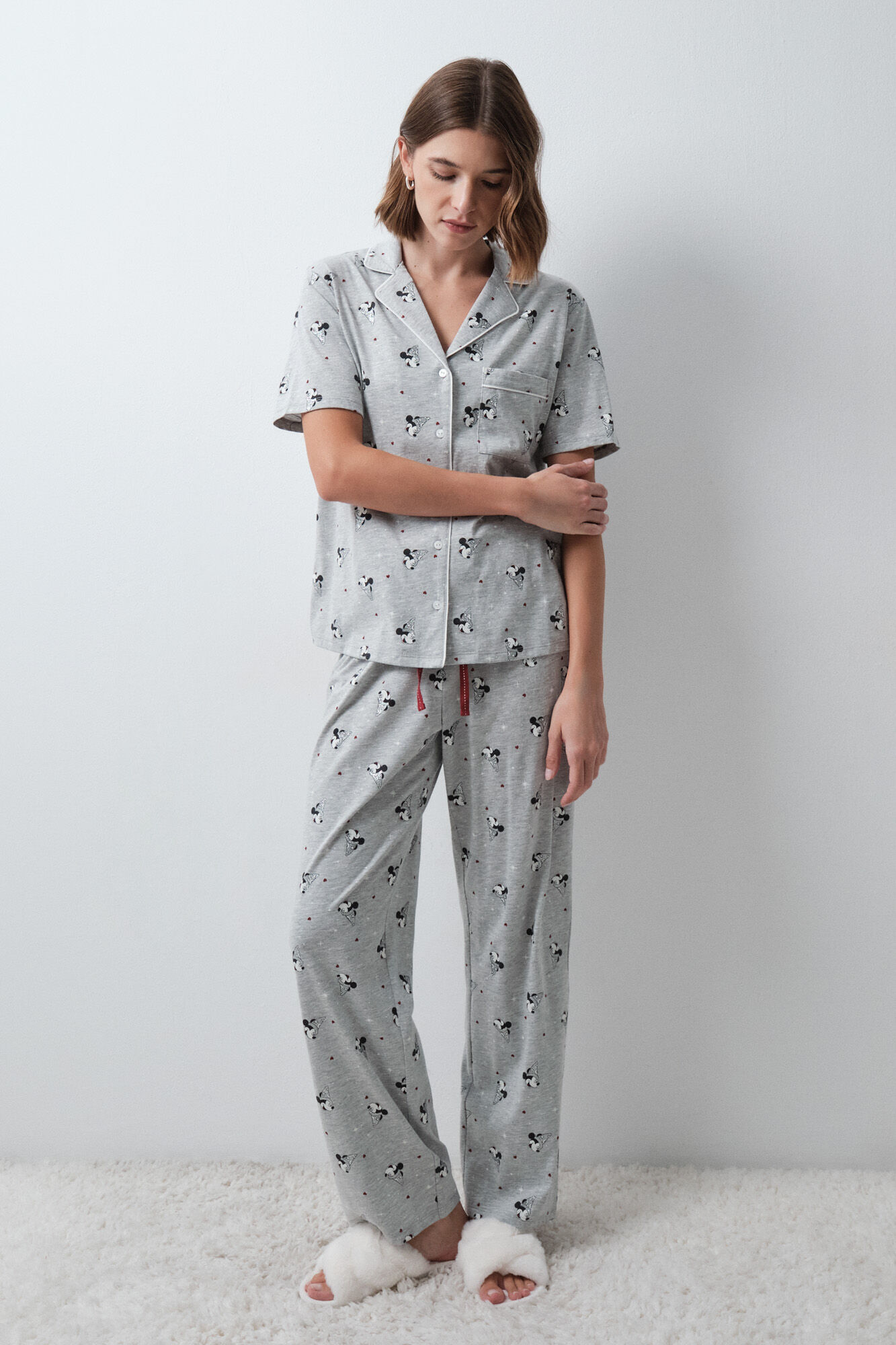 Women'secret Pijama camisera Mickey de algod&oacute;n manga corta