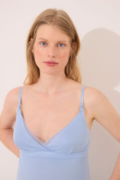 Womensecret Camisón corto "premamá" en viscosa azul azul