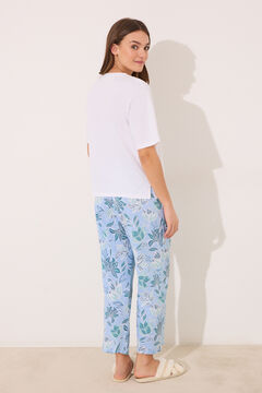 Womensecret Pijama capri 100% algodón con estampado floral marfil
