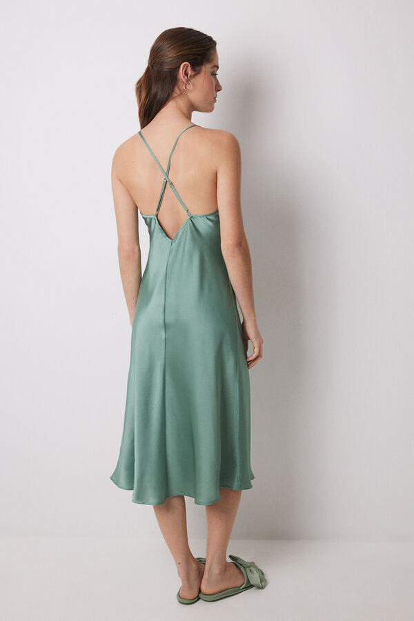 Womensecret Camisón midi satén verde verde