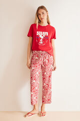 Womensecret Pantalones Capri 100% algodón conchas púrpura