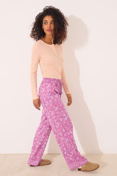 Womensecret Pantalón largo de viscosa con estampado floral boho estampado