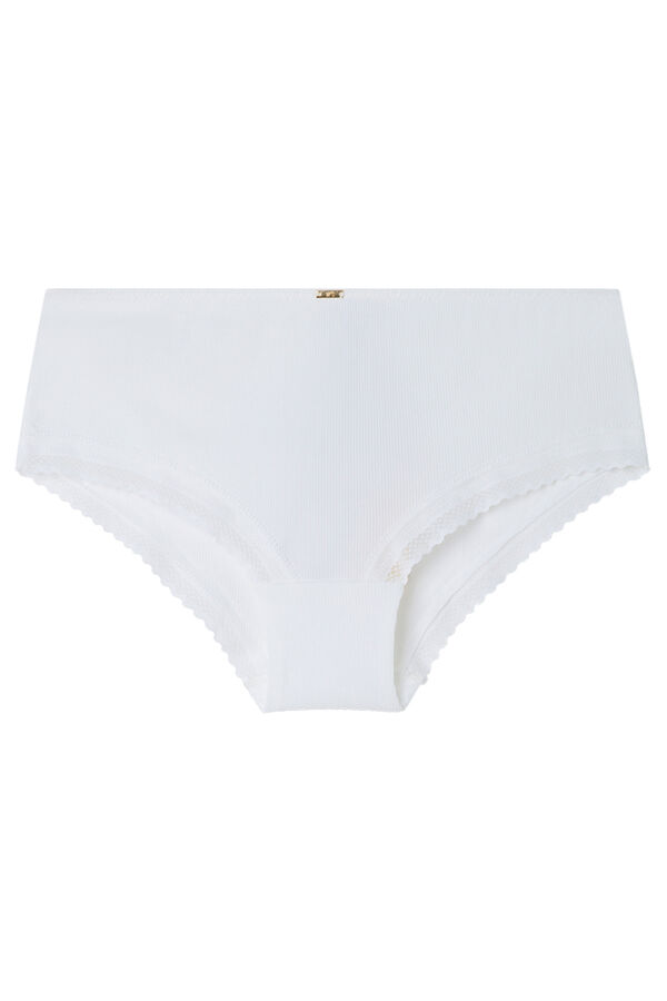Womensecret Braguita boxer de algodón panty con encaje marfil