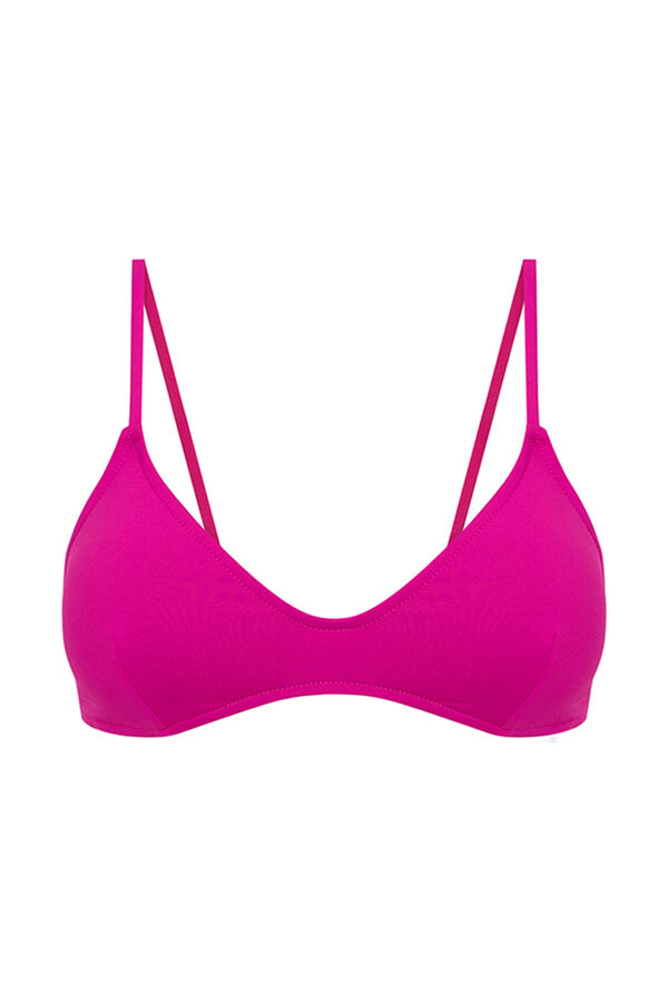 Womensecret Top de bikini con escote en PICO color rosa fucsia