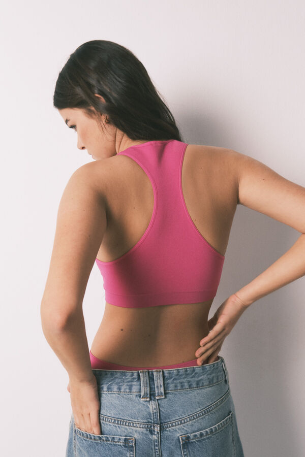 HI&BYE Brasier deportivo sin costura rosa fucsia