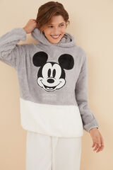 Womensecret Pijama larga pelo esponjoso Mickey Mouse gris