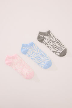 Womensecret Pack de 3 calcetines short con estampado de cebra estampado