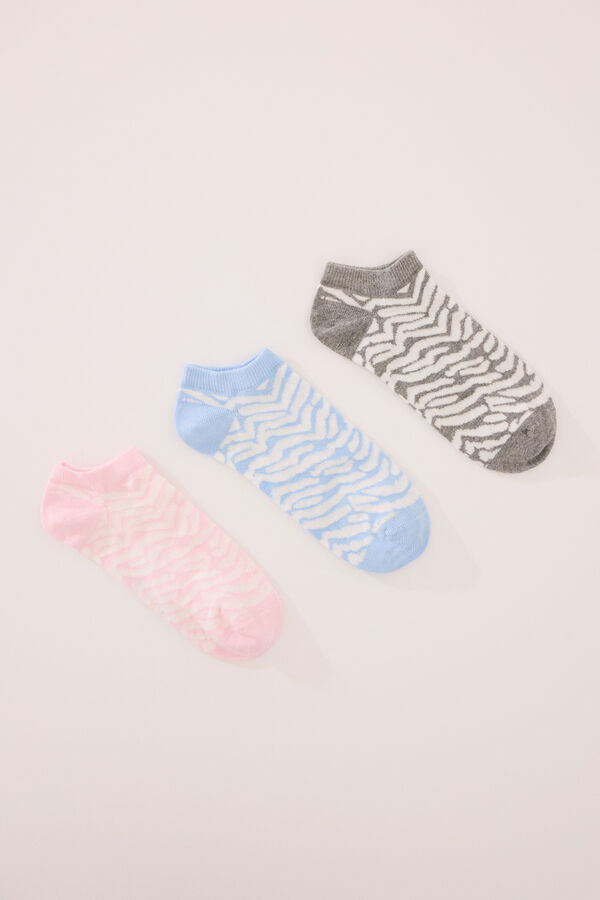Womensecret Pack de 3 calcetines short con estampado de cebra estampado