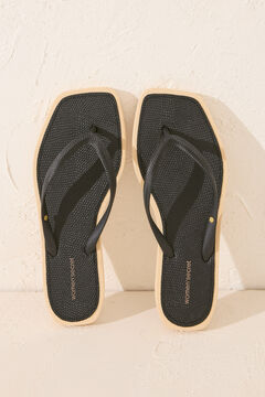 Womensecret Chanclas punta cuadrada serpiente negro negro