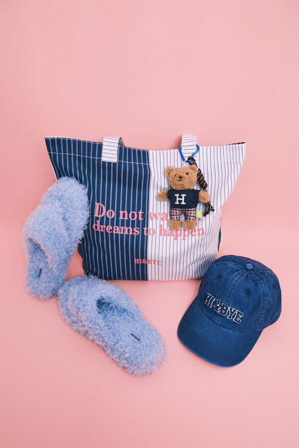 HI&BYE Bolsa tote estampado de rayas azul azul