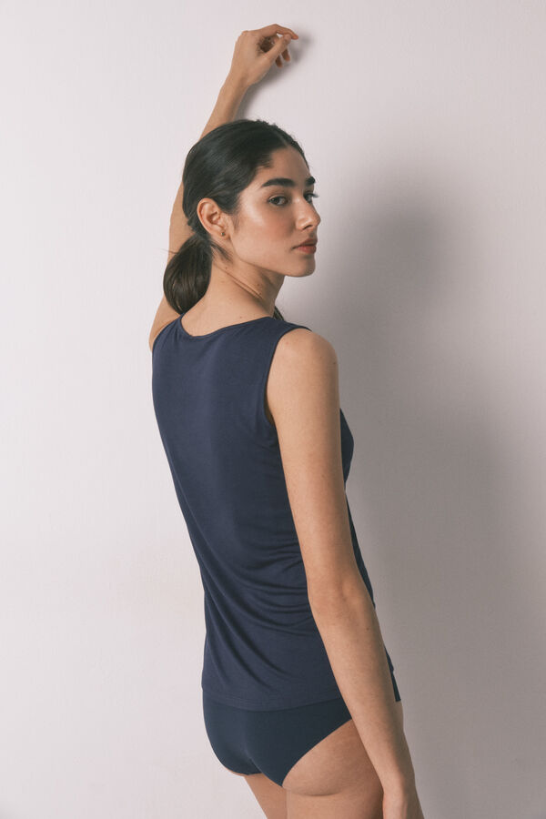 Women'secret Playera extra suave de tejido azul azul