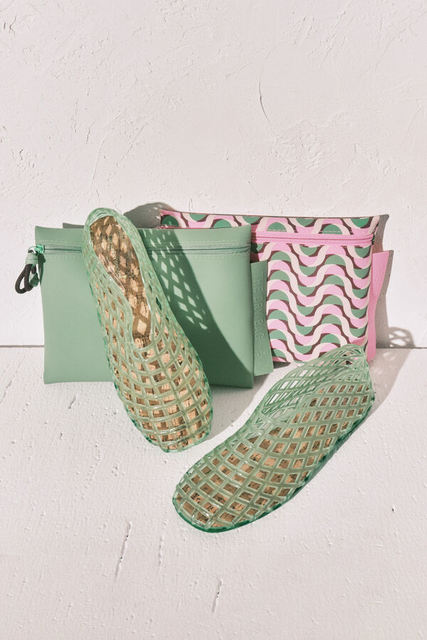 Women'secret Sandalias jelly con efecto de red verde verde