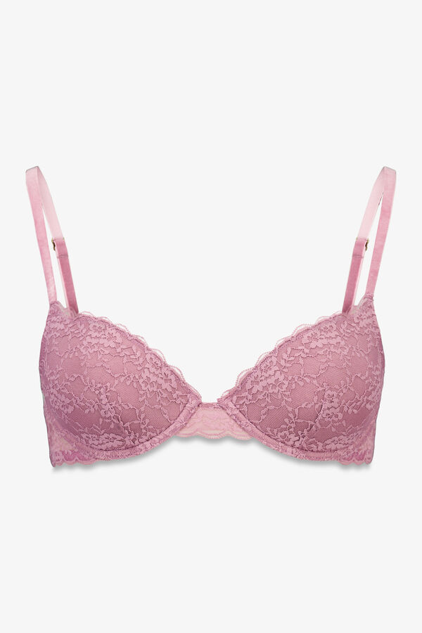 Women'secret Brasier BEAUTIFUL clásica con encaje y relleno rosa rosa