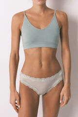 Women'secret Panty brasile&ntilde;o de microfibra y encaje verde verde