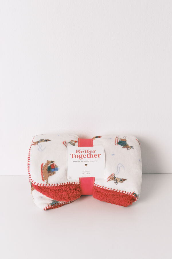 Women'secret Manta de forro polar y borrego para perros estampado