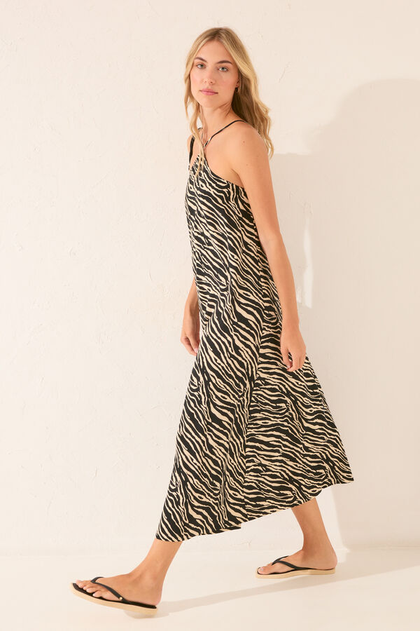 Womensecret Vestido largo con estampado animal negro