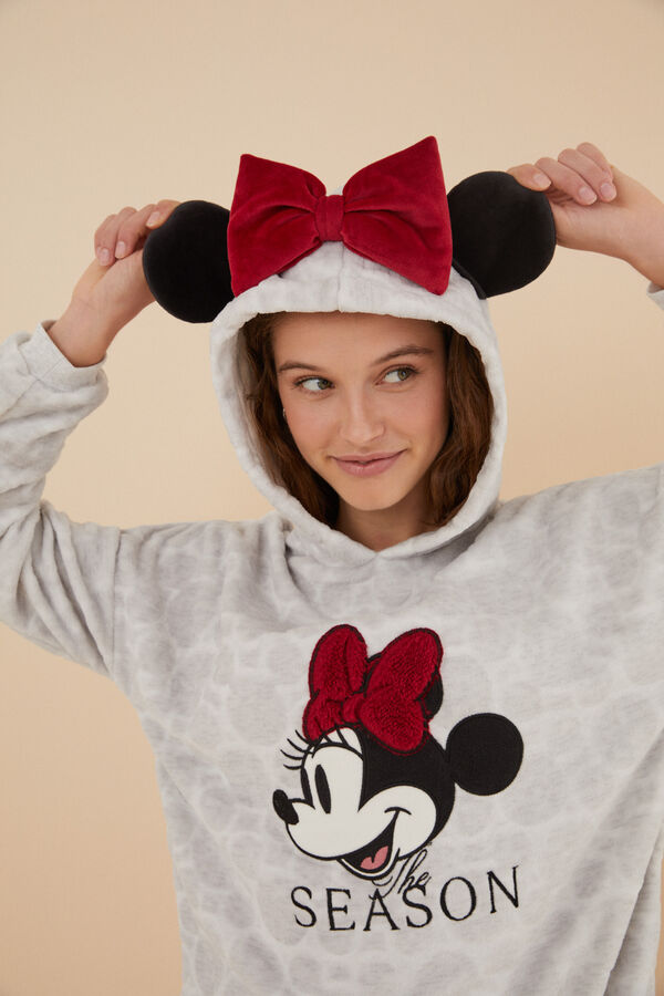 Womensecret Camisón con forro y capucha 3D Minnie Mouse gris