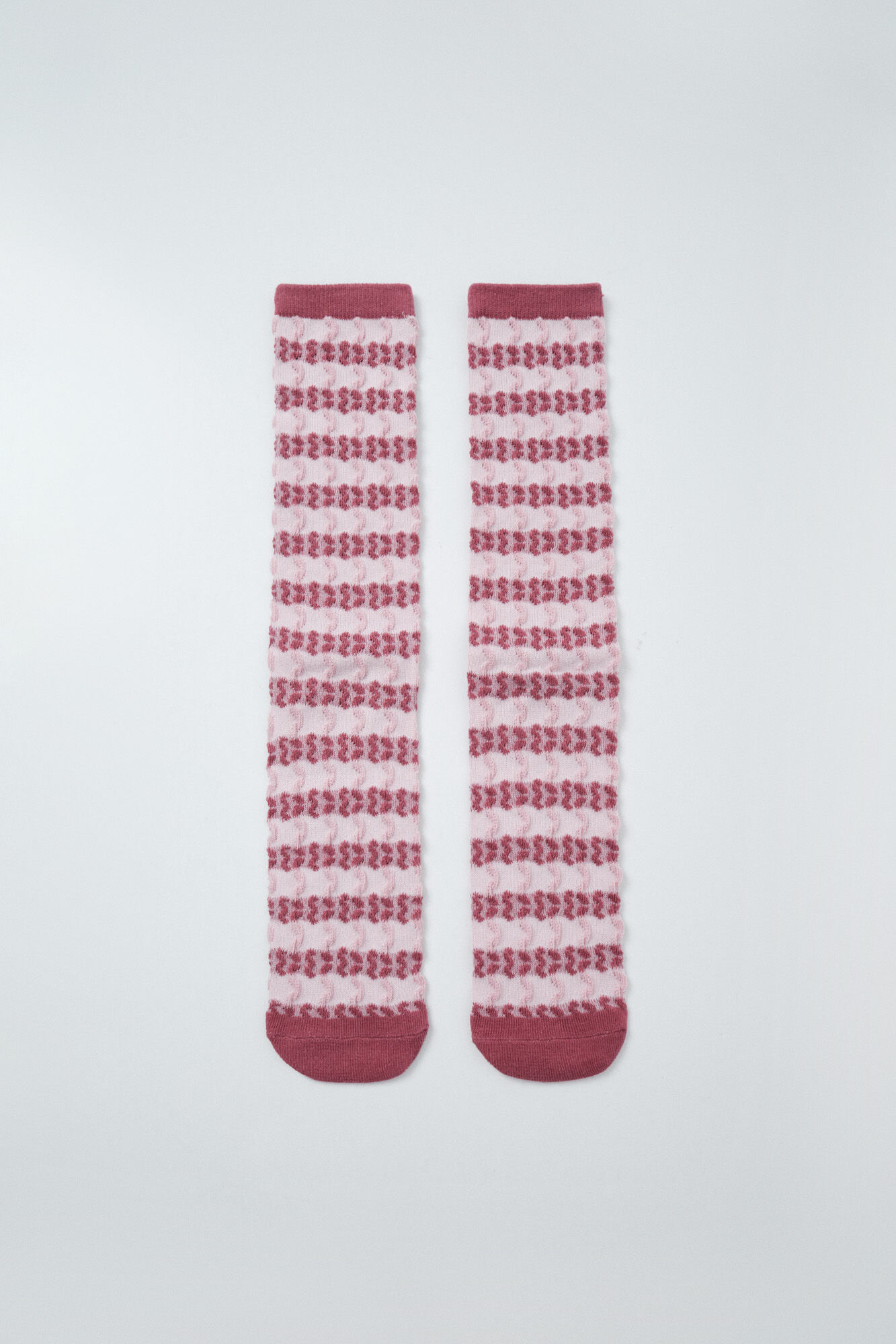 Women'secret Calcetines largos de rayas granate