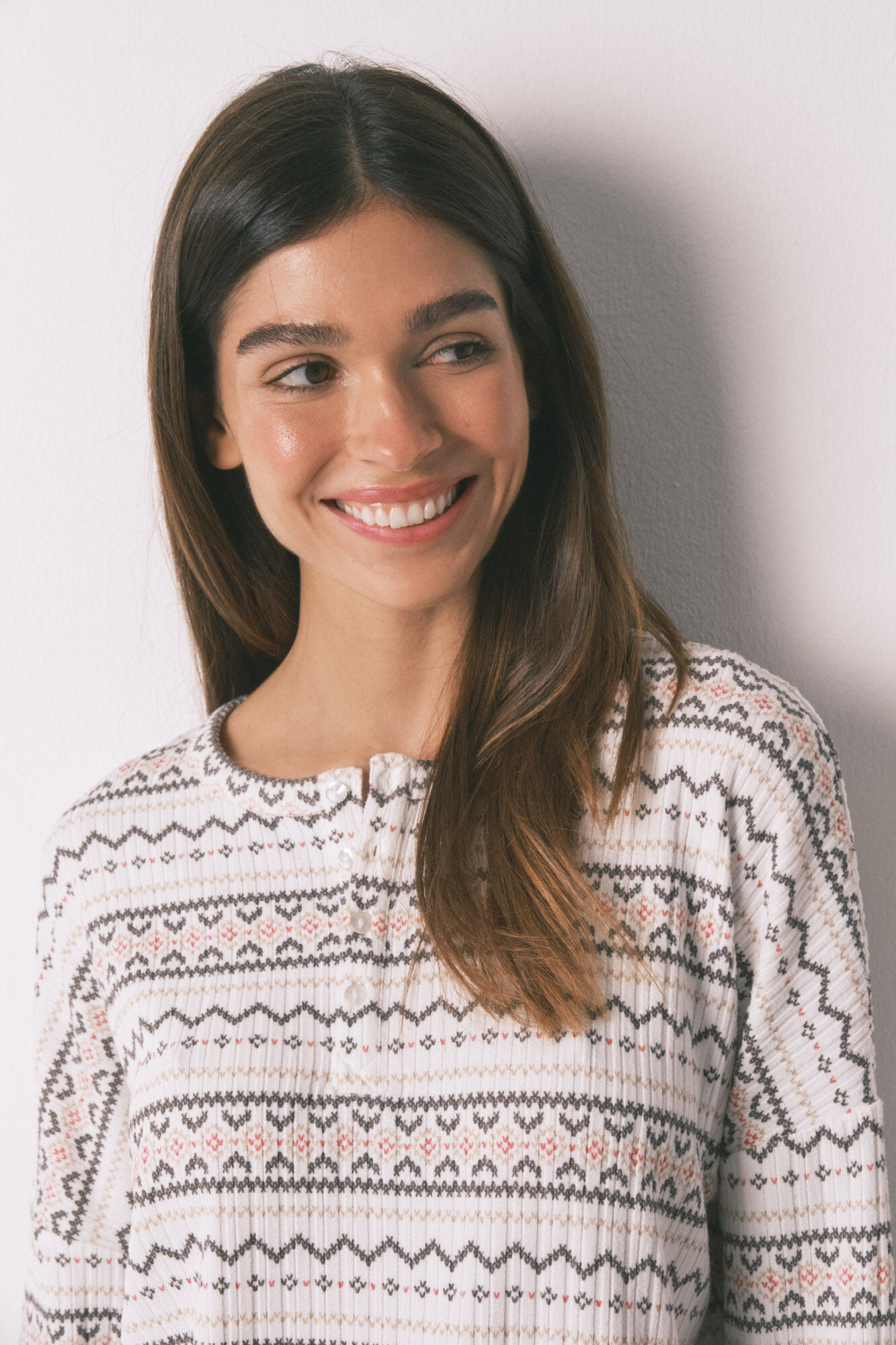 Women'secret Pijama larga tejido c&aacute;lido suave cenfas multicolor