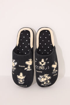 Womensecret Pantuflas para casa negras de Snoppy negro