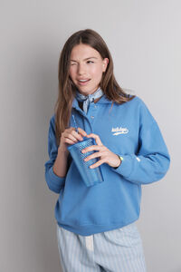 HI&BYE Sudadera polo de felpa azul 