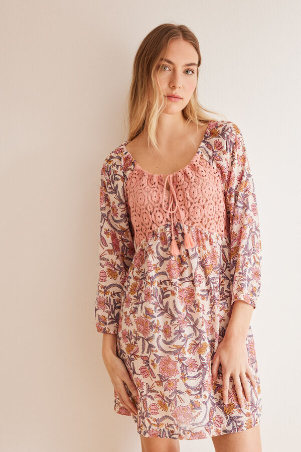 Womensecret Vestido camisola bambula boho rosa