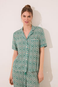 Womensecret Pijama camisera Capri con estampado geométrico verde
