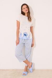 Womensecret Pijama de viscosa de soft touch de color azul "Barrio Sésamo"  azul