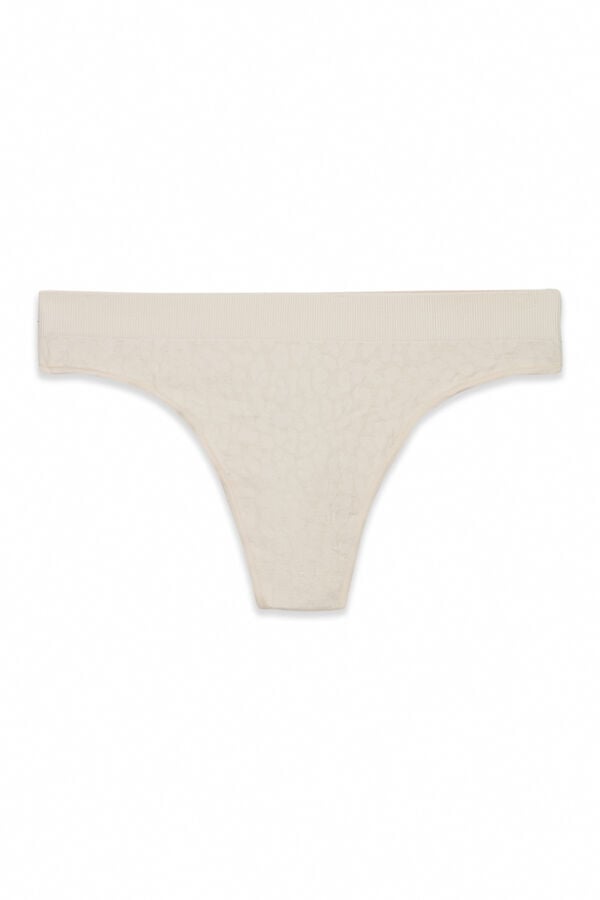 Women'secret Tanga sin costuras con estampado animal café