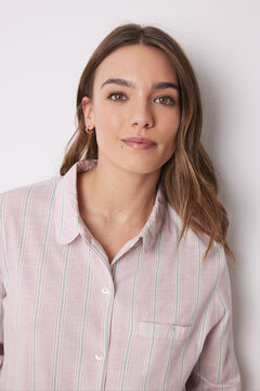 Womensecret Pijama camisera larga 100% algodón rayas  naranja
