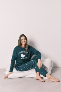 Women'secret Pijama larga Hello Kitty de algod&oacute;n verde