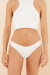 Womensecret Panty brasileño microfibra encaje blanco marfil