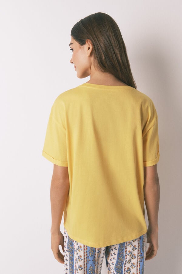 Women'secret Playera SmileyWorld® Amarilla 100% algodón amarillo