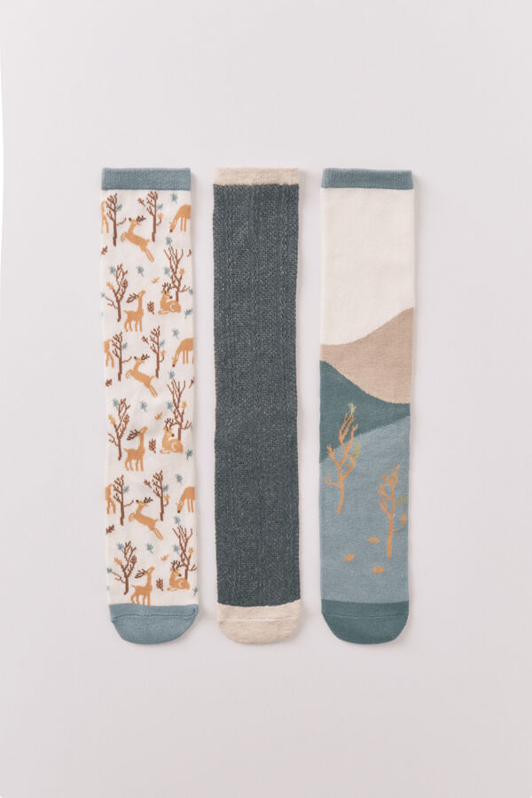 Women'secret Pack de 3 calcetines largos de pino  estampado