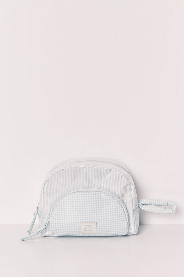 Women'secret Neceser acolchado de cuadros y rayas verde verde