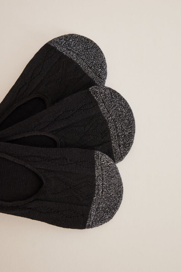 Womensecret Pack 3 calcetines invisibles algodón negros negro