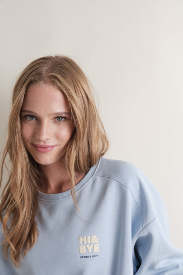 HI&BYE Sudadera short de forro polar de algod&oacute;n azul claro azul