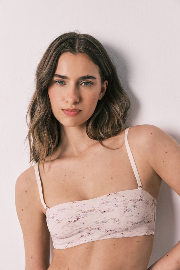 Women'secret Brasier bandeau sin costuras estampado de serpiente blanco
