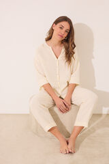 Womensecret Pijama camisera de muselina 100% algodón blanco marfil
