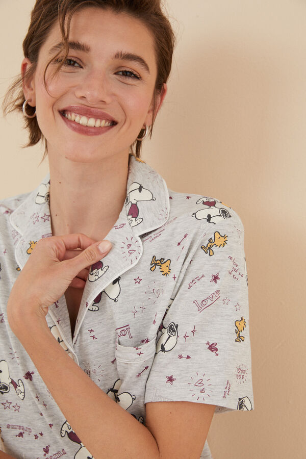Womensecret Pijama camisera 100% algodón Snoopy gris