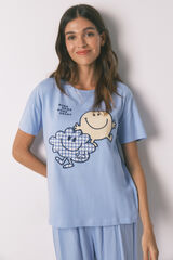 Women'secret Pijama larga de manga corta SmileyWorld&reg; azul