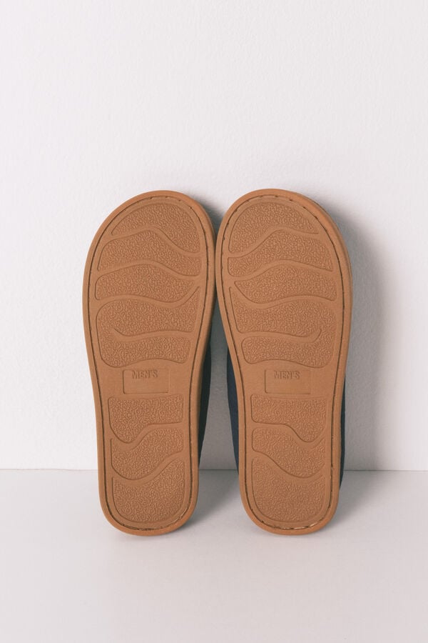 Women'secret Pantuflas para casa de nailon azul a cuadros para hombre azul