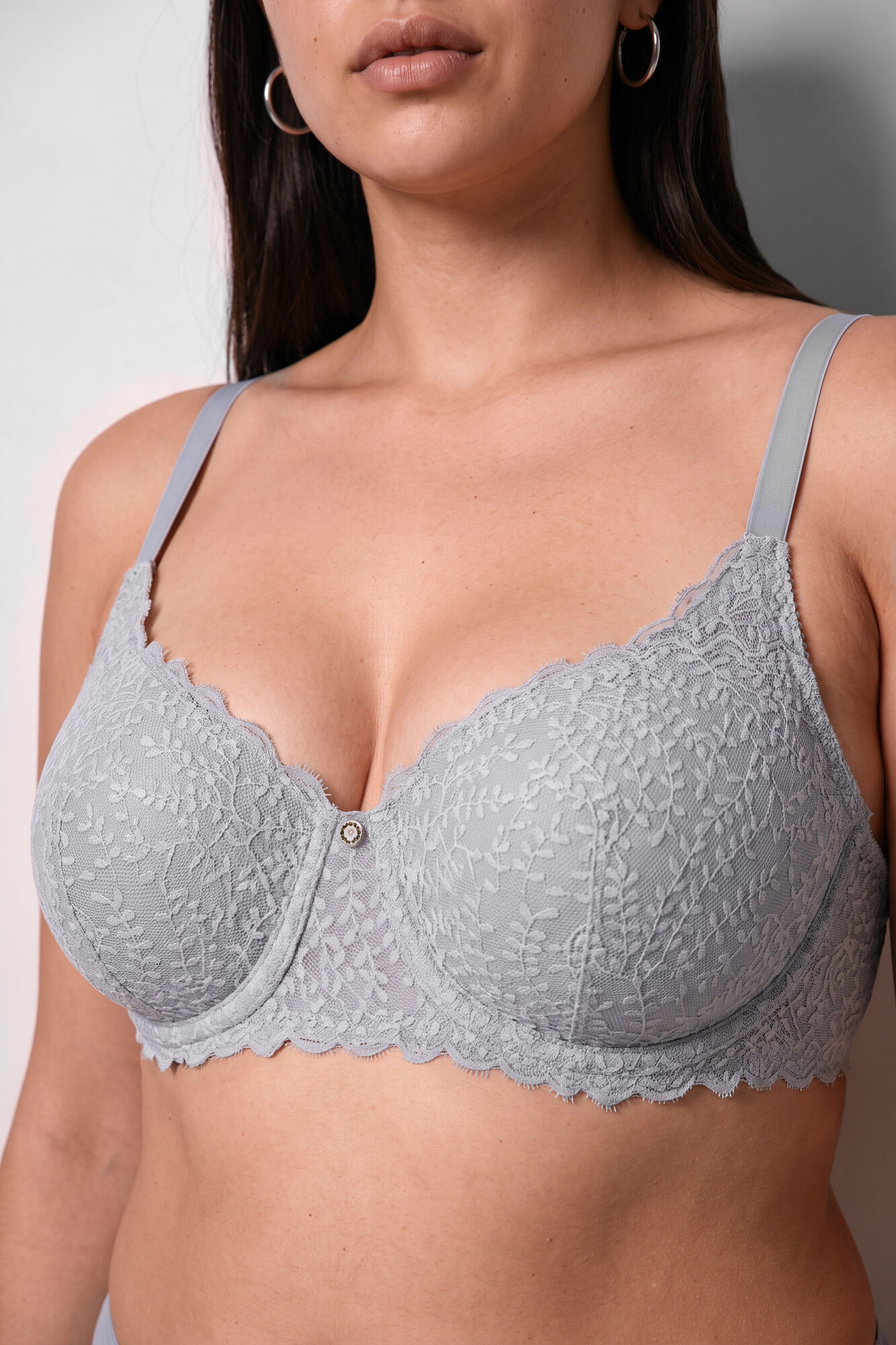 Women'secret Brasier balconette con relleno de encaje azul BEAUTIFUL