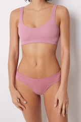 Womensecret Tanga algodón frunce rosa rosa