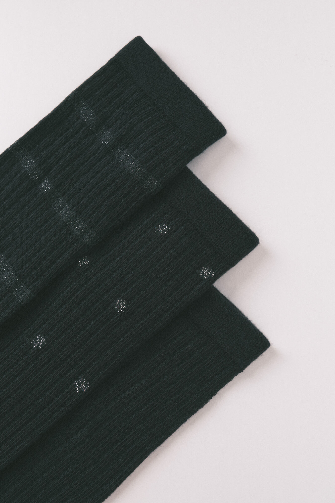 Women'secret Pack de 3 calcetines largos negros de algod&oacute;n brillante