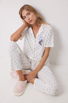 Womensecret Pijama camisera 100% algodón corazones azules blanco