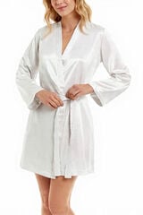 Ivette Bridal Bata corta b&aacute;sica de sat&eacute;n marfil