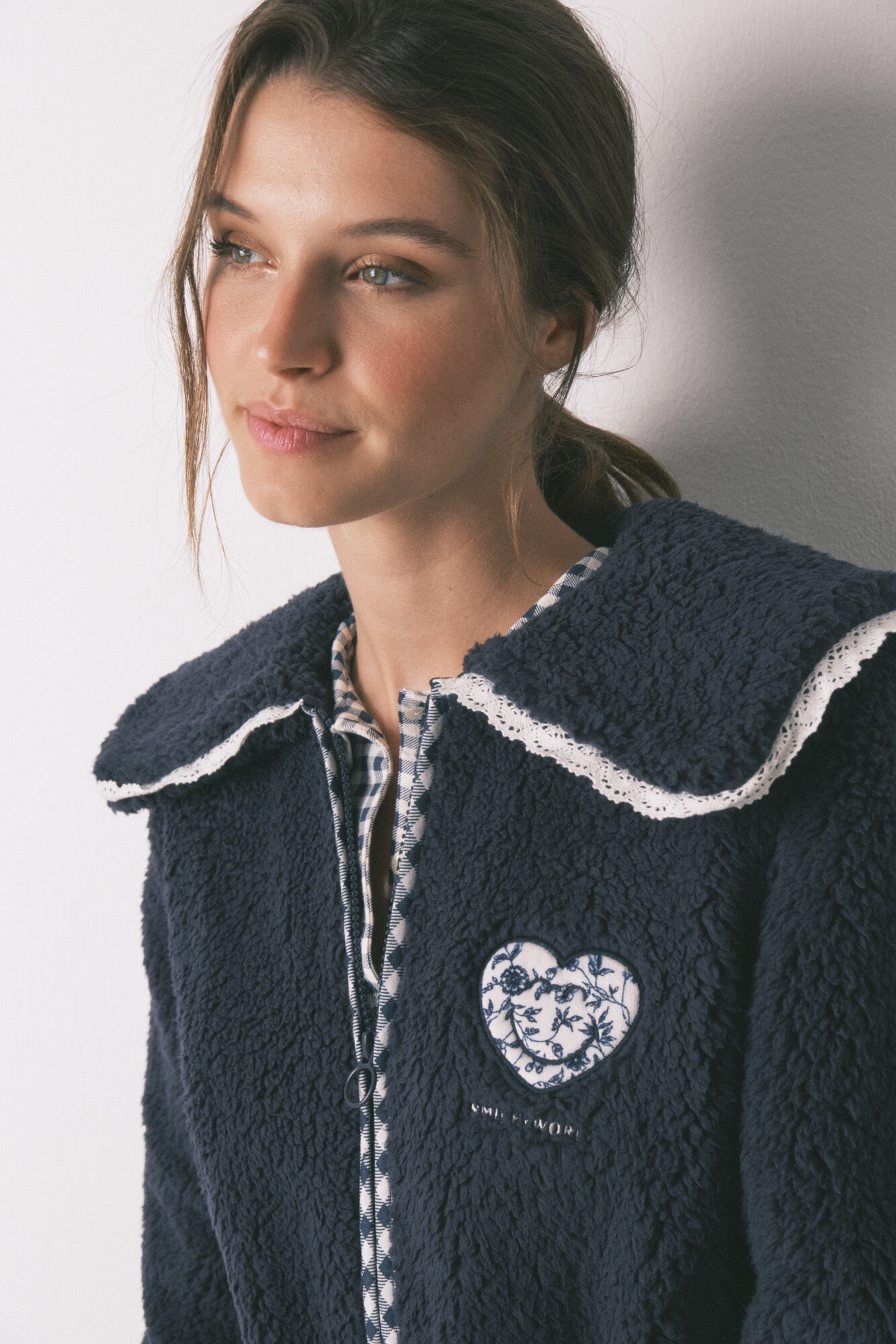 Women'secret Bata midi de borrego azul Smiley